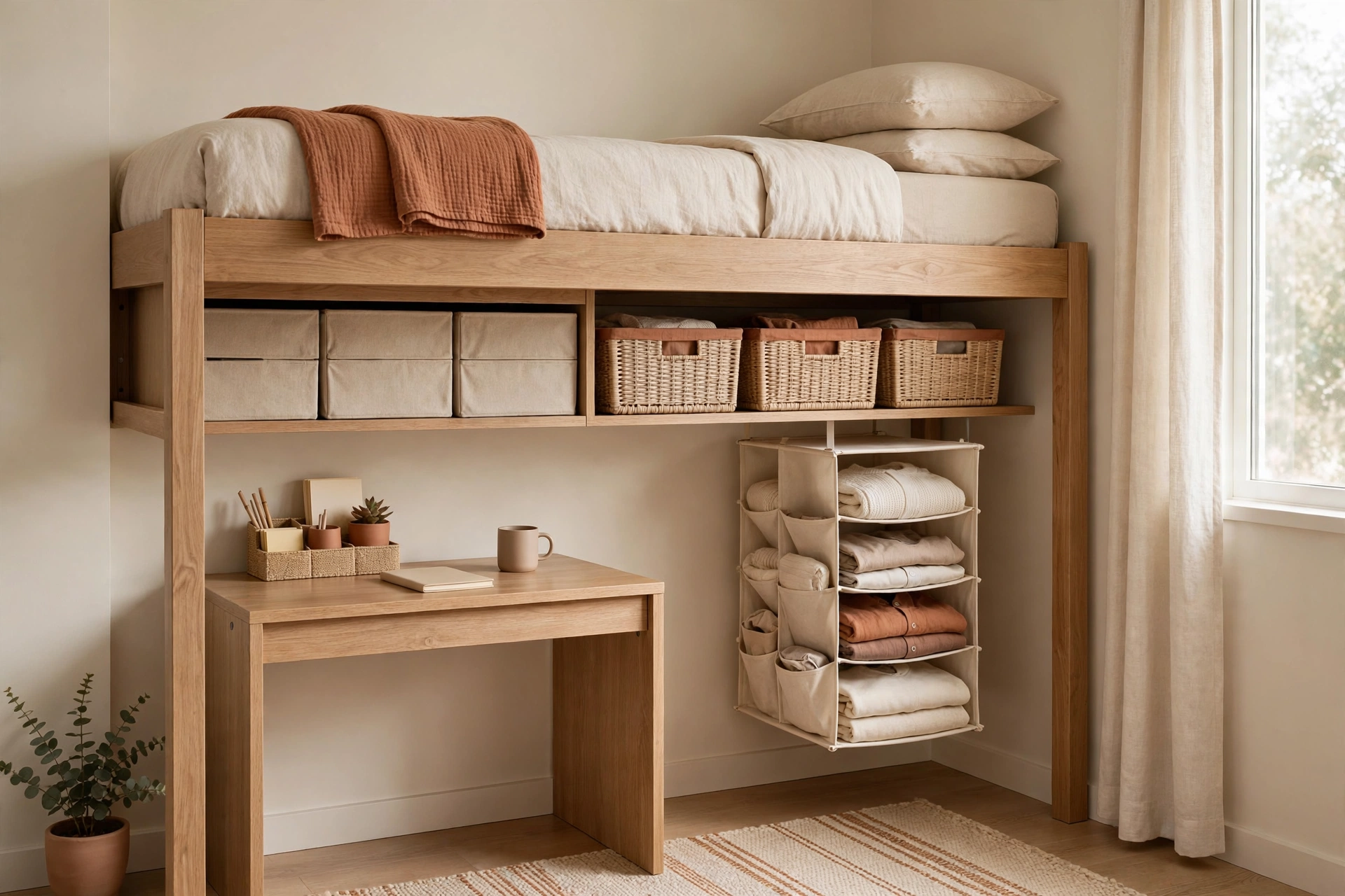 Organized dorm room